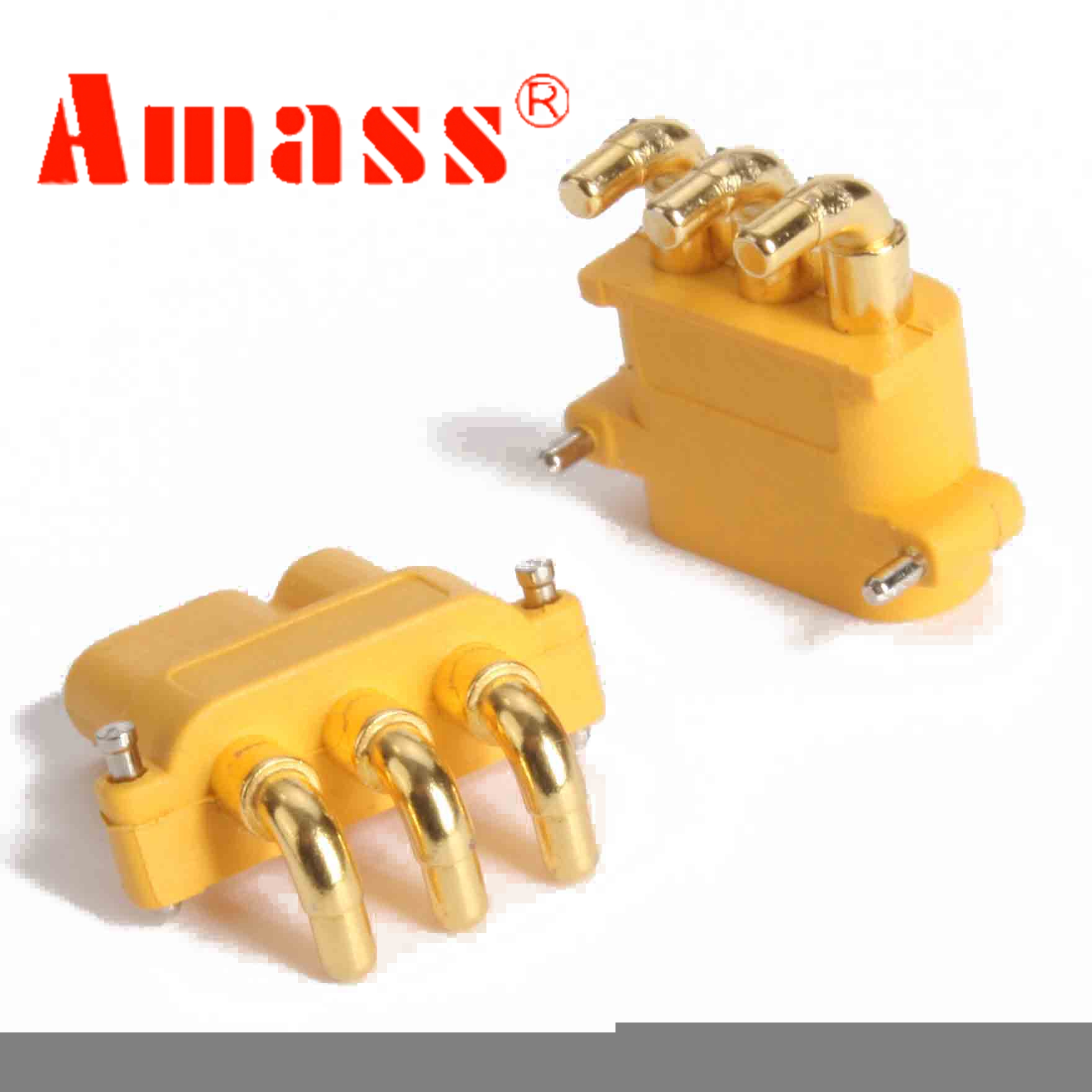 Amass MR30PW直角板式卧式插头一对装
