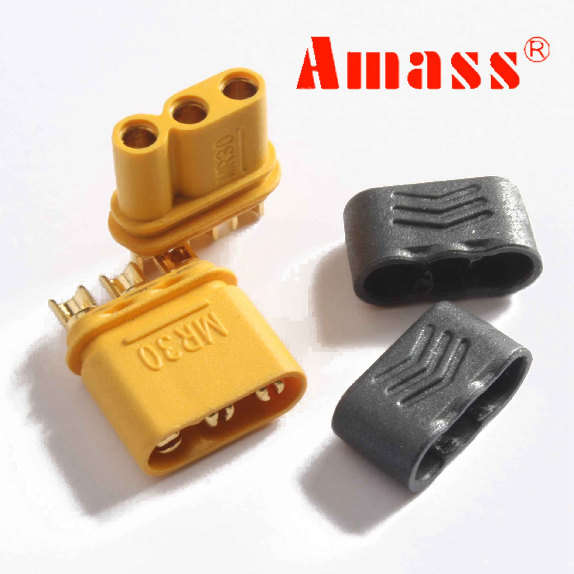 Amass MR30三芯版2mm镀金插头一对装